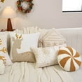 thumbnail image 3 of Christmas Pillows Candy Throw Pillow Yellow White Round Decorative Pillow Christmas Decorations Soft Winter Pillow Cute Plush Pillow Cushions for Couch Sofa Bed, 13.78Inch, 3 of 4
