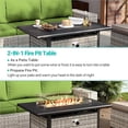 thumbnail image 5 of Muphyers 9 Pcs Patio Furniture Set, 55000BTU CSA Propane Fire Pit Table & Ottoman, Double-Strand Rattan Sectional Sofa with 4" Cushions, All-Weather Conversation Set for Backyard Patio,Grass Green, 5 of 9