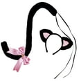 thumbnail image 1 of Runquan Ensemble de Costume Oreilles et Queue de Chat Fausse Robe de Fantaisie Anniversaire Cosplay Robe Noir Rose, 1 of 3
