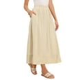 thumbnail image 4 of INSPIRE CHIC Linen Skirt for Women's Summer Casual High Elastic Waist A-Line Midi Skirts XS Apricot, 4 of 6