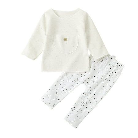 

Autumn Winter Toddler Kids Clothes Sets Toddler Girls Long Sleeve Clothing Children Kids Pajamas Tops Polka Dot Printed Trousers Pants Outfits