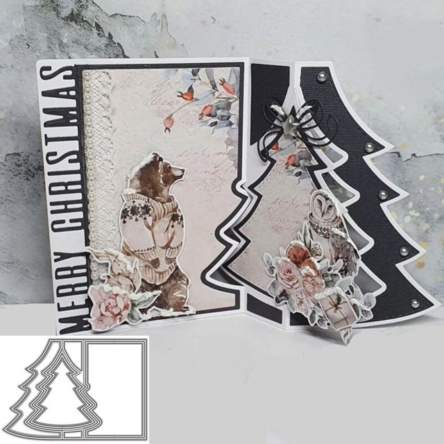 Plantillas para álbumes de recortes Ammsochy con marco de árbol de metal 3D, 20,6 x 14,6 cm