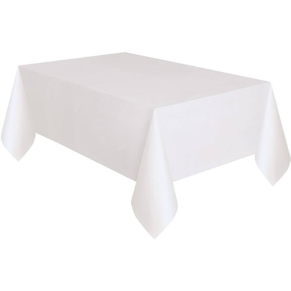 White Plastic Party Tablecloth, 108 x 54in
