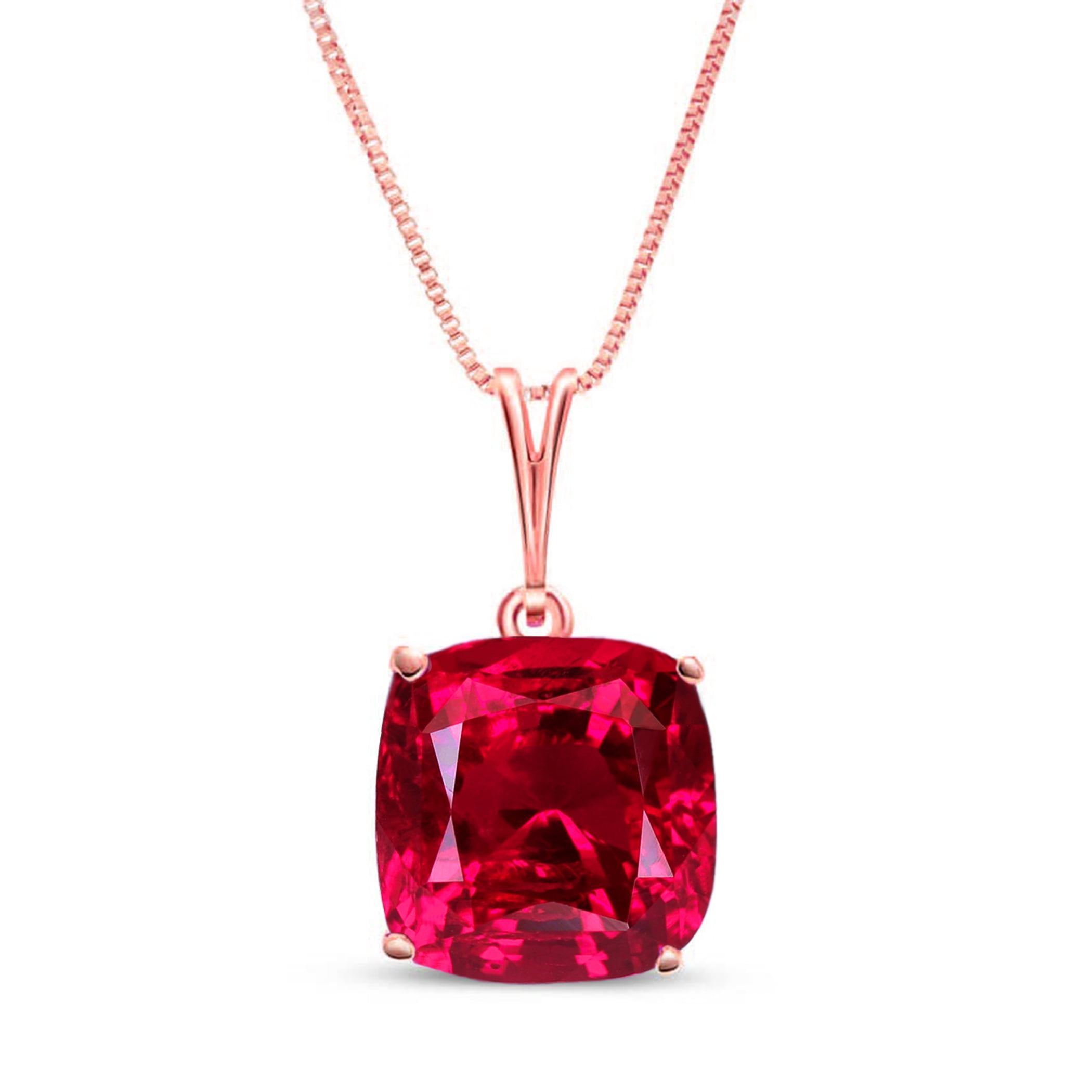 Necklace 14K Ruby Pendant Necklace - 14K Rose Gold Pendant Necklace,  Necklaces - NECKL198438