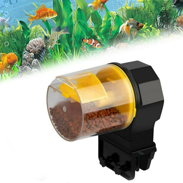SUTENGDA Automatic Fish Tank Feeder - Aquarium Auto Timer Food Dispenser for Vacation-Yellow