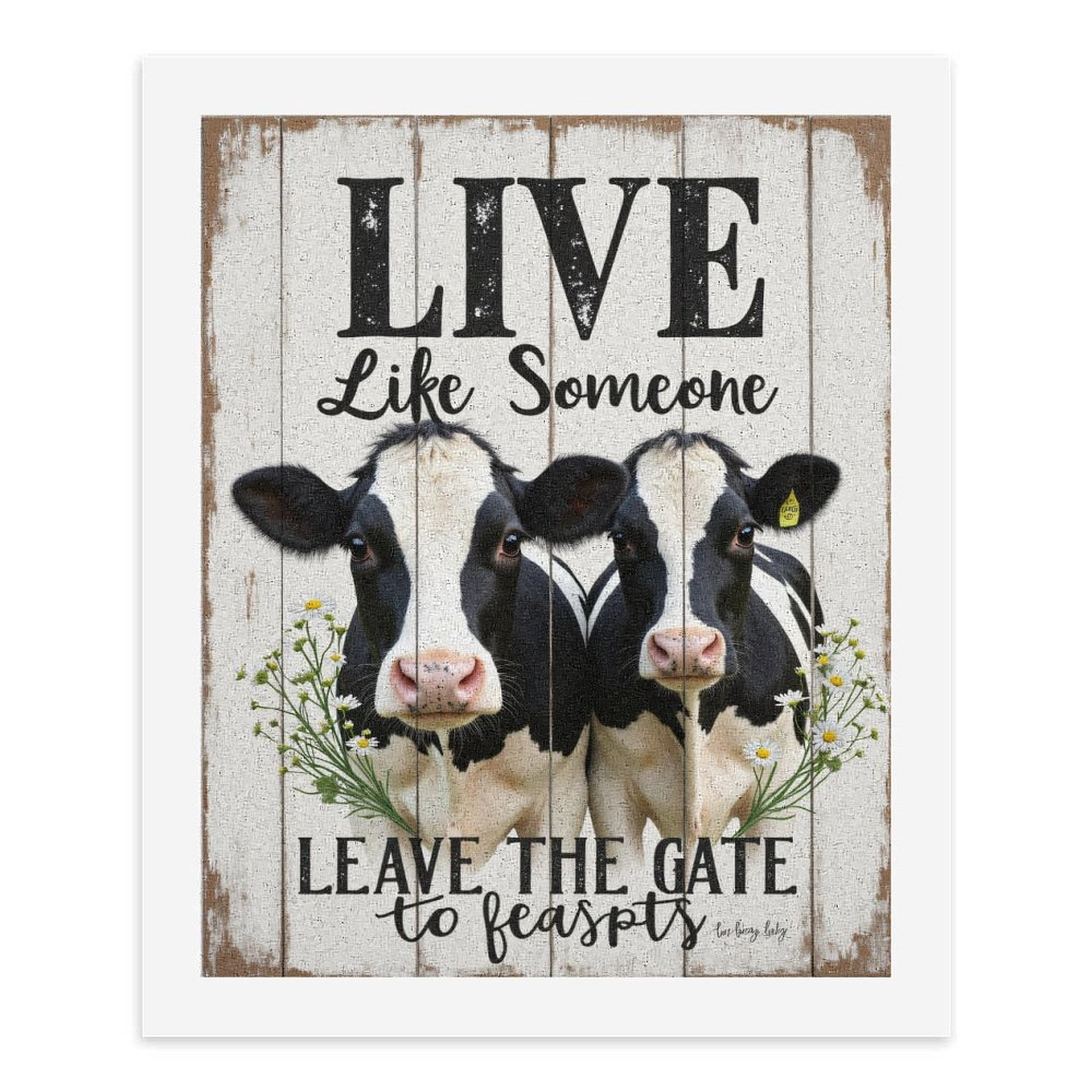 Paint By Numbers Kit for Adults Beginner - DIY Cows Rustic Quote Wall Art Canvas Painting Kits for Adults, Frameless Paint By Number for Adults for Home Wall Decor 16x20 Inch