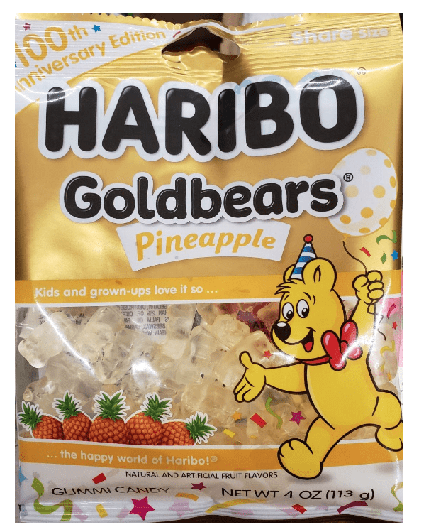 Haribo ALL Pineapple Goldbears 100th Anniversary Edition Net Wt 4oz