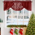 thumbnail image 3 of Merry Christmas Tie Up Valances Curtain, Vintage Dark Red Wood Grain Frame Adjustable Rod Pocket Short Window Treatment Tie Up Curtains Valances for Kitchen Living Room Bathroom 42x18 Inches, 3 of 9