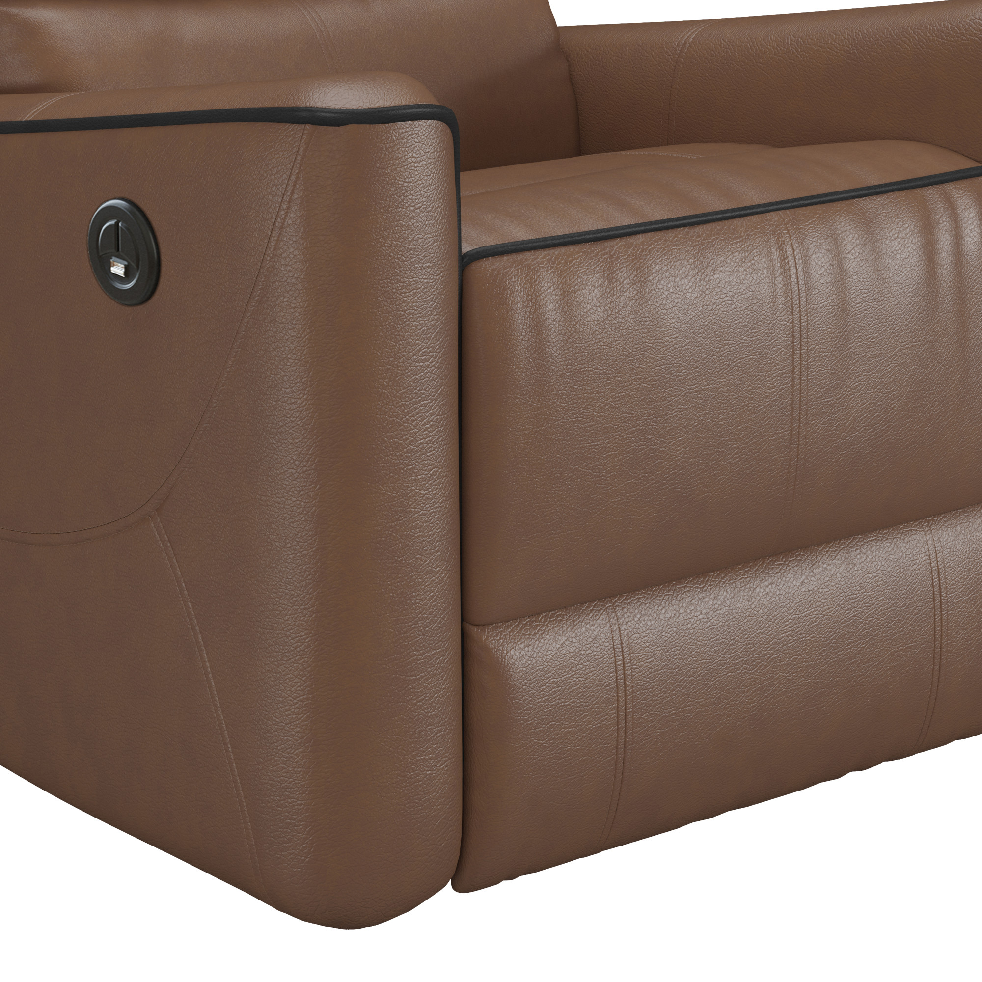 Hillsdale Provenza Faux Leather Power Recliner with USB Port, Saddle Brown