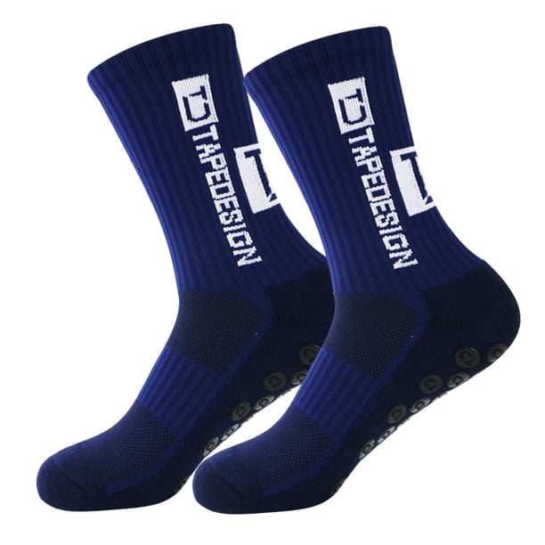 Calcetines deportivos antideslizantes para hombres y mujeres, calcetines antideslizantes para personas mayores, calcetines de entrenamiento con agarre para fútbol, baloncesto, gimnasio, yoga, azul