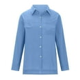 thumbnail image 5 of Itsame Womens Button Down Shirts, Classic Lapel Long Sleeve Solid Color Casual Office Tops Blue XL, 5 of 5