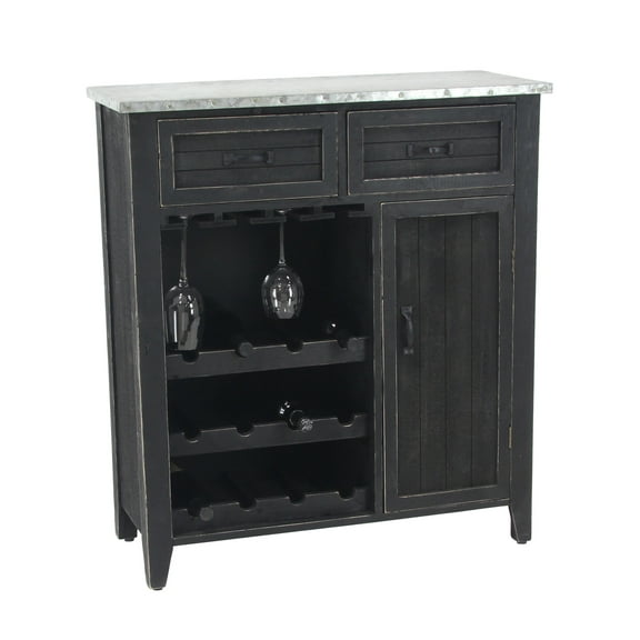 DecMode 32" x 36" Black Wood Standing Wine Rack, 1-Piece