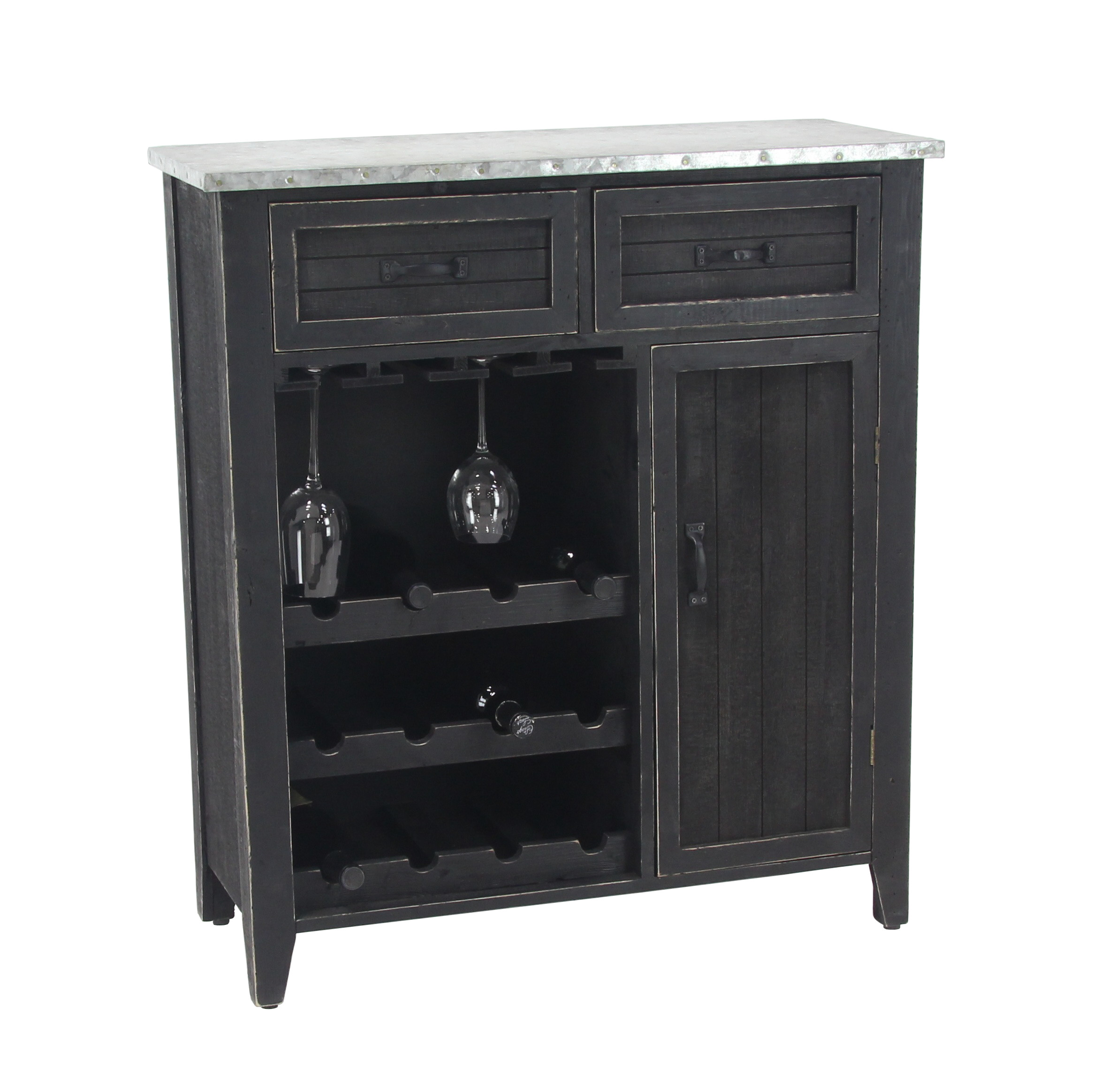Luxury Living Solid Wood Loft Small Wine Rack Cabinet in White Distressed