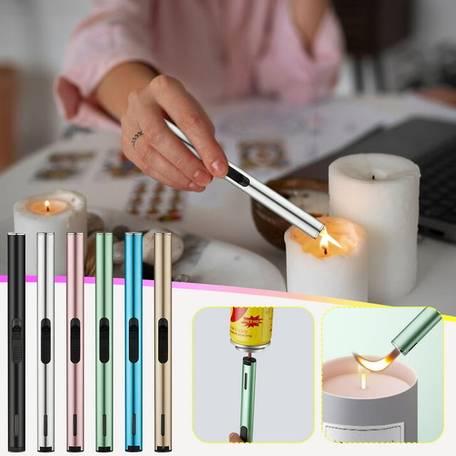 Encendedor electrónico encendedor encendedor de velas recargable sin llama a prueba de viento | Cuello largo flexible | ABS metálico | Estufa de gas para barbacoa de aromaterapia | 195x16x11,5mm