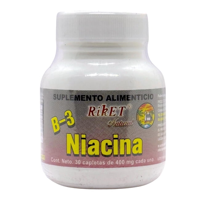 Niacina Vitamina B3 30 cápsulas Riket blanco