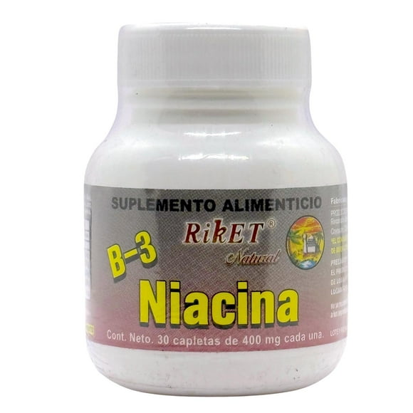 Niacina Vitamina B3 30 cápsulas Riket blanco