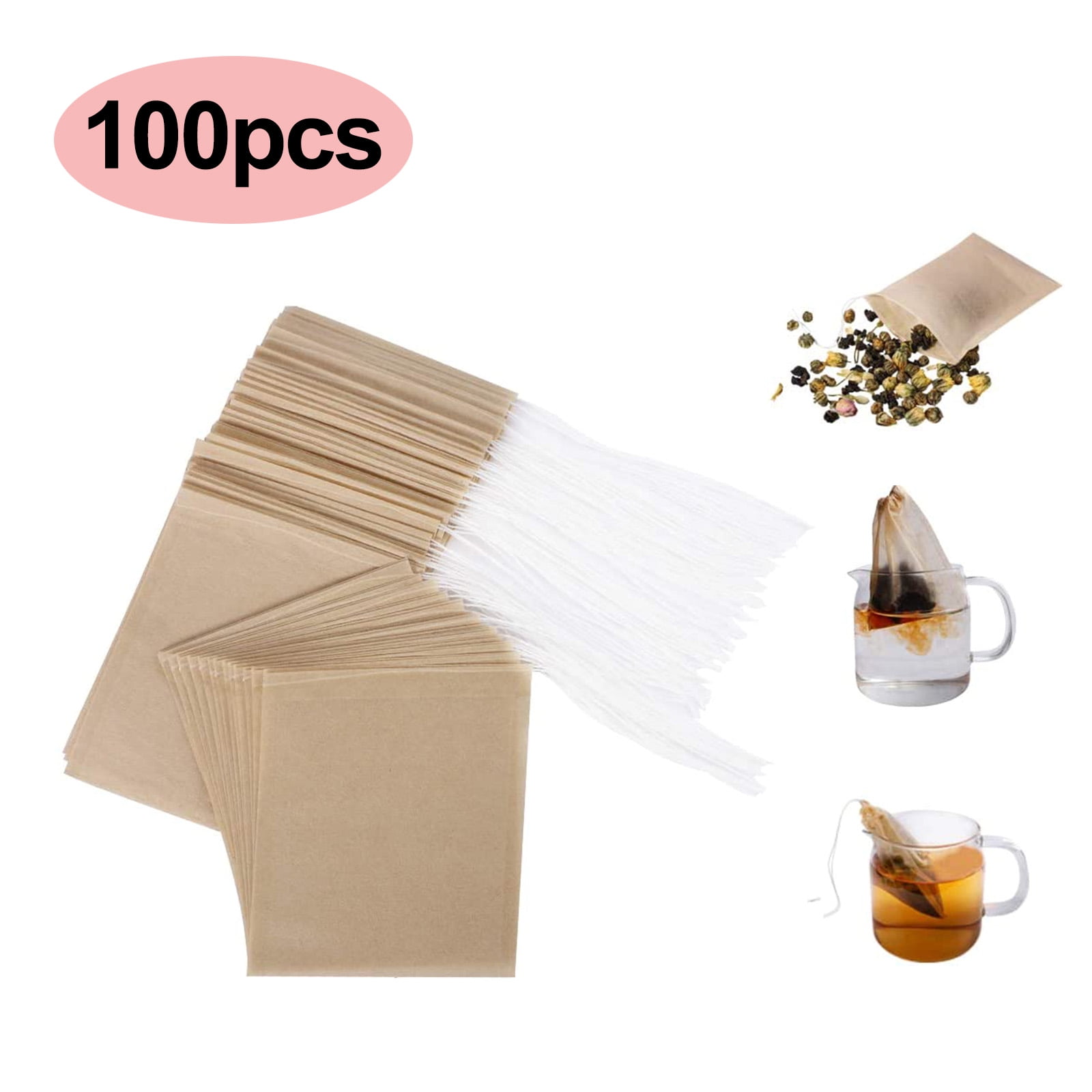 Disposable Tea Filter Bags Drawstring For Spice Herbal Empty Teabags 100Pcs 084 