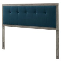 Tufted Headboard, King Size, Wood, Fabric, Grey Gray Navy Blue, Modern Contemporary Urban Design, Bedroom Master Guest Suite