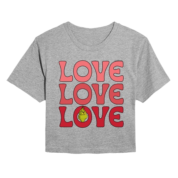The Grinch - Love Stack - Juniors Cropped Graphic T-Shirt