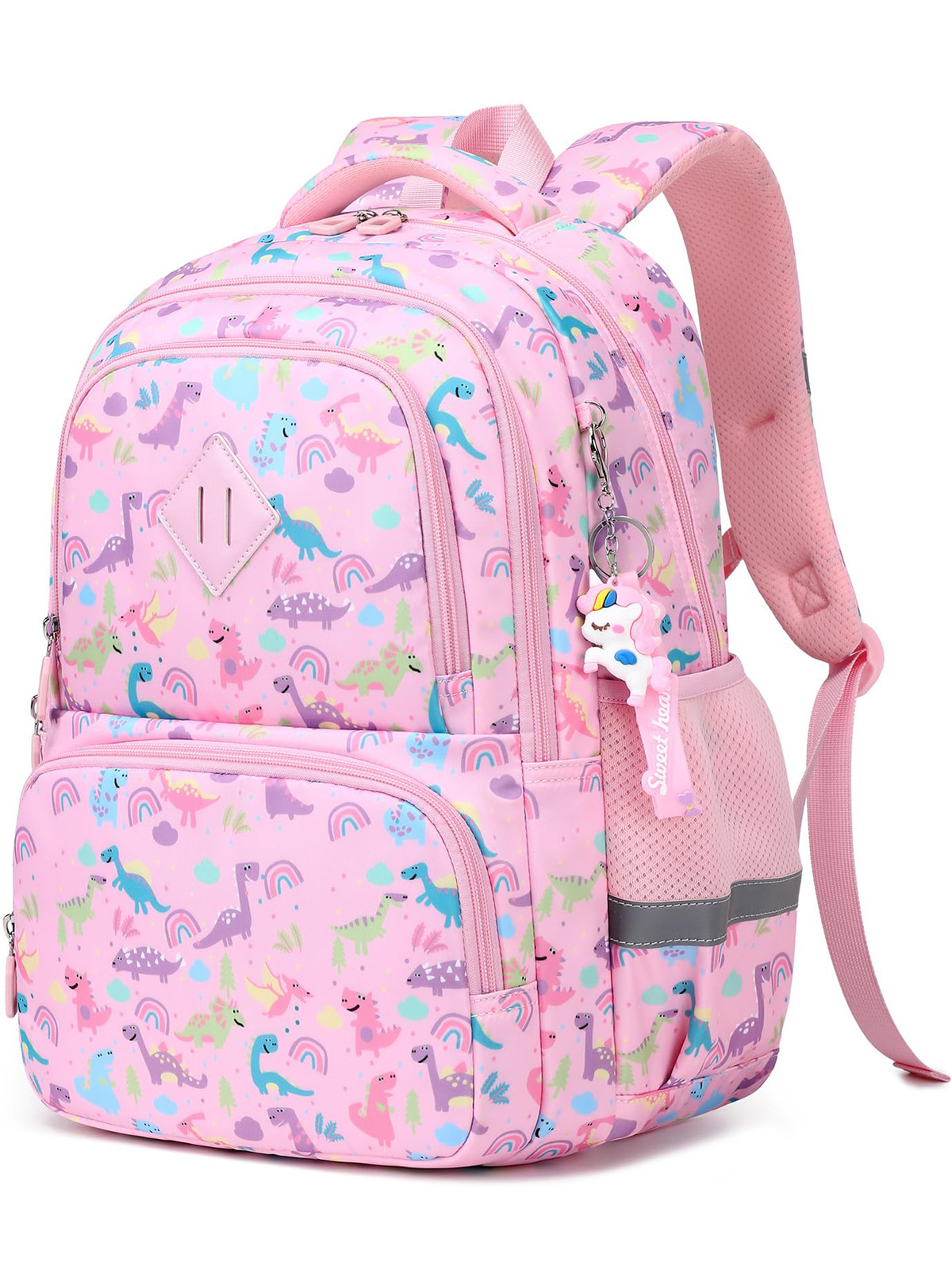 Soda Candy Kids Backpack Kawaii Printed School Girls Backpacks, Lightweight Water Resistant Boys Bookbag for Primary Kindergarten Elementary Preschool Middle School, Pink Dinosaur