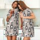 thumbnail image 4 of Fotbe Cartoon Bear Brown Bata de Dormir para Mujer con Estampado, Camisón de Algodón de Manga Corta, Ropa de Dormir Casual, 4 of 6