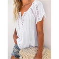 thumbnail image 3 of Camisa informal de verano para mujer, camisa de mujer, camisa de crochet con encaje en V transpirable, camisa de mujer con cuello en V, diseño a prueba de futuro, 3 of 6