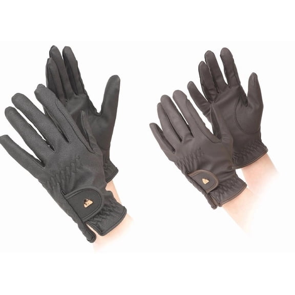 Shires Aubrion PU Riding Gloves: Non-Slip Grip & Comfort for Horseback Riding Black / XS