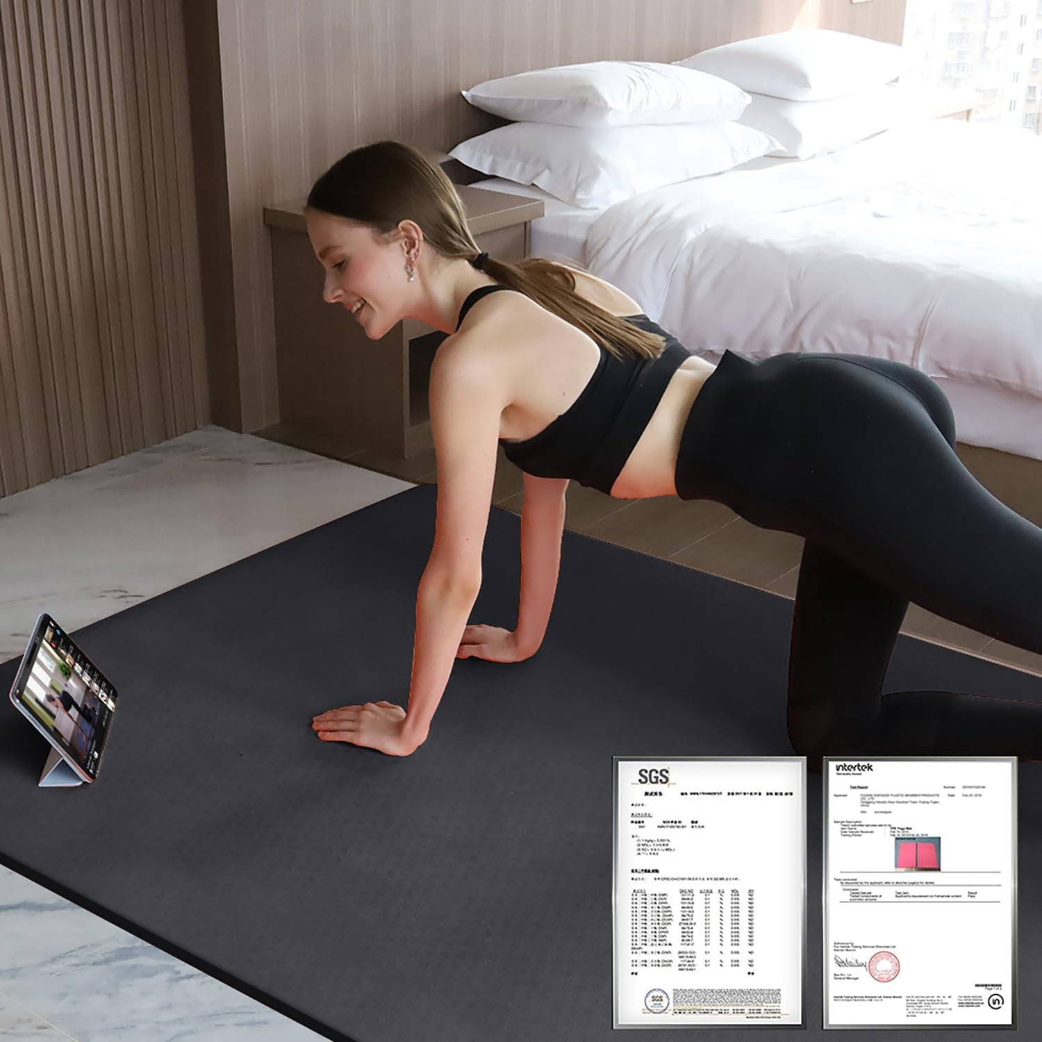 Large TPE Yoga Mat 6'x4'x1/2" Extra Thick Non-Slip Exercise Mat - for Yoga Pilates & Home Gym Workouts