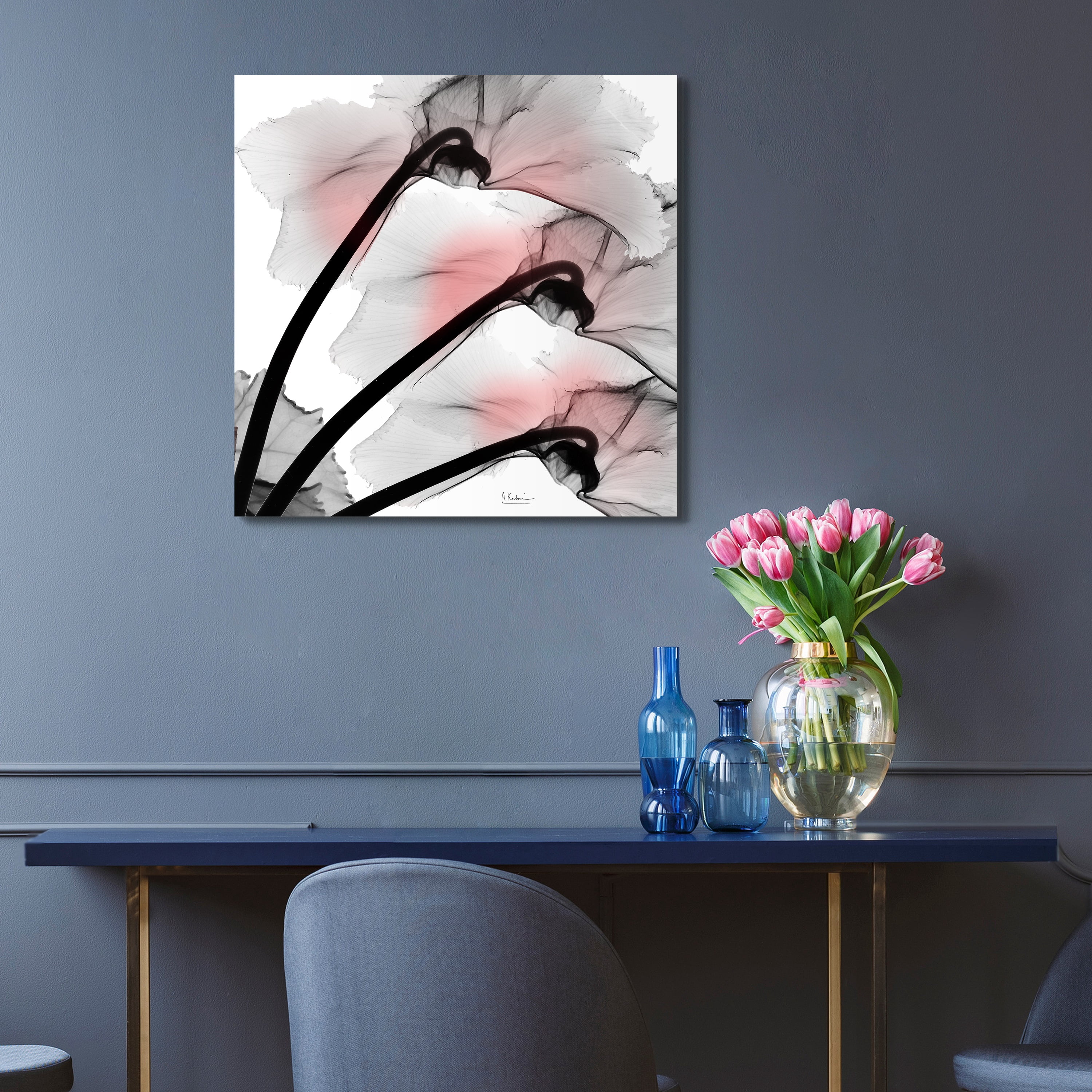 Coral Luster Clycamen 2 Frameless Free Floating 24 in x 24 in Painting Art Prints, by Empire Art