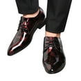 thumbnail image 3 of Juosiy Mens Shoes Fashion Business Pointed Toe Floral Patent Leather Classic Lace-up Formal Oxfords, 3 of 8