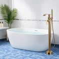 thumbnail image 3 of Wowow Single-Handle Freestanding Tub Faucet with Handshower and Waterfall Spout in Gold, 3 of 8