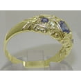 thumbnail image 3 of LBG 14k Yellow Gold Natural Tanzanite and Diamond Womens Band Ring (0.16 cttw, H-I Color, I2-I3 Clarity) - size 9.5, 3 of 5