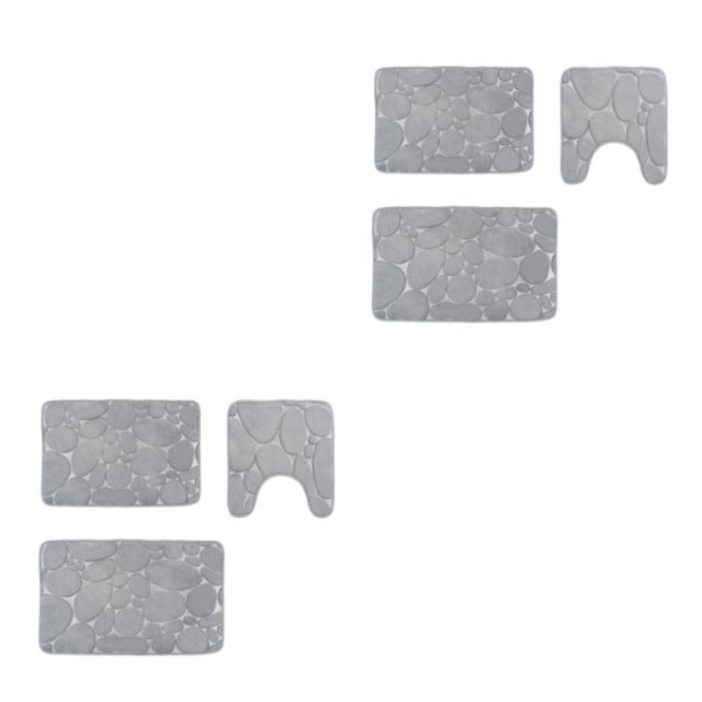 Injueey Alfombrilla de baño antideslizante supersuave de poliéster, duradera y fácil de limpiar, antideslizante y se puede mecanizar en 3D gris piedra 3D 2Conjunto