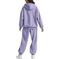 thumbnail image 5 of APEXFWDT Women's 2-Piece Jacquard Sweatsuit - Long Sleeve Loose Zip-Up Hoodie Jacket & Jogger Pants Set Loungewear,XXL,Purple, 5 of 9