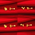 thumbnail image 2 of Clavo para oreja de acero inoxidable con forma de trébol de cuatro hojas esmerilado, chapado al vacío, clavo para oreja de estrella de cinco puntas en oro de 18 quilates, estilo fresco y, 2 of 6