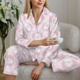 thumbnail image 6 of Fuzoiu Cute Rabbit Print Women's Long-Sleeved Pajama,Lounge Button Down Nightwear,Womens Notch Collar Pajama Set-Large, 6 of 7