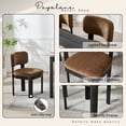 thumbnail image 6 of Mid Century Modern Dining Chairs Set of 4, Brown Upholstered Farmhouse Kitchen Chairs with Wood Legs and Padded Back, Armless Accent Chairs for Dining Room, Living Room, Brown, 6 of 8