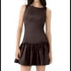 thumbnail image 3 of Vestido Mini Plisado Sin Mangas para Mujer, Corte A, Color Liso, Cuello Redondo, Cintura Ceñida, Lazo y Cremallera en la Espalda Marrón M, 3 of 9