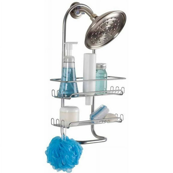 iDesign, Bathroom Over the Pipe Shower Caddy for Shampoo, Conditioner, Soap, Silver