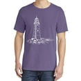 thumbnail image 2 of Wild Bobby,Lighthouse Nautical Sea Coastal Vibes, Streetwear, Garment-Dyed Washed Look Short Sleeve T-Shirt, Purple, X-Large, 2 of 3