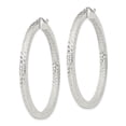 thumbnail image 2 of 925 Sterling Silver Anti-Tarnish Coating Women's Diamond Cut Square Tube 3mm Hoop Earrings | 45mm, 2 of 4
