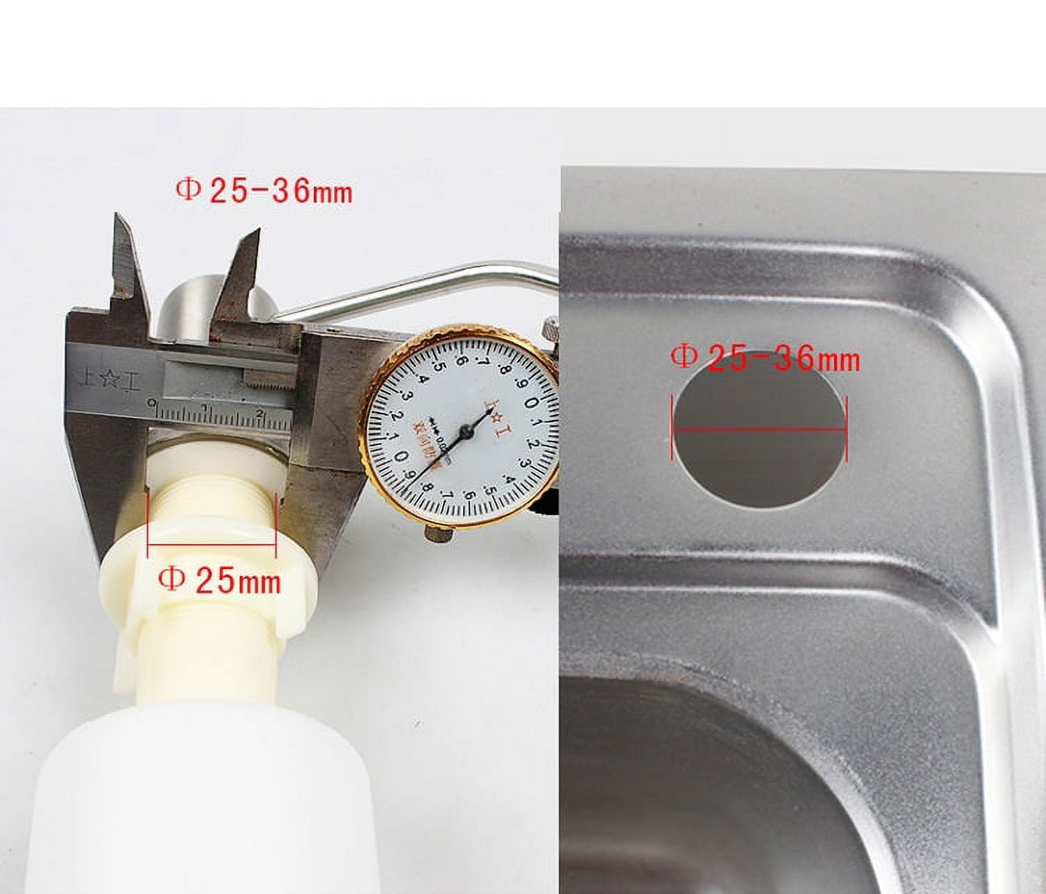 Brushed Nickel Finish Sink Soap Dispenser, Space Saver Stainless Steel, Corrosion Resistance for Easy Installation on Various Surfaces