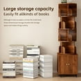 thumbnail image 3 of LUMAMIN 5 Tier Rotating Bookshelf with Wheels, 360 ° Display Corner Spinning Bookcase Tower with Cabinet, Narrow Wood Tall Floor Standing Swivel Book Shelf, Walnut, 3 of 11