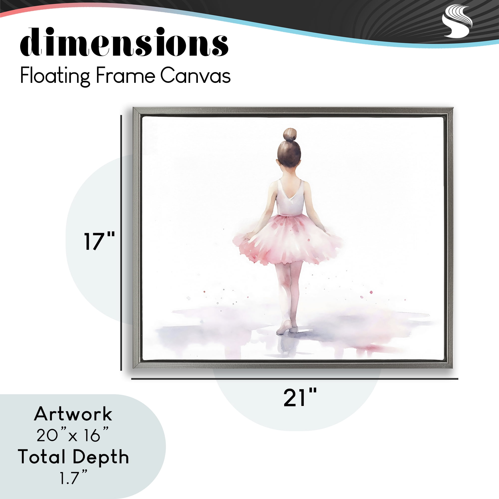 Stupell Industries Ballerina Facing Away Gray Framed Floater Canvas Wall Art, design by Creative Studio