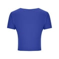 thumbnail image 6 of Dgankt Summer Tops Women's New Solid Color Bow Short Sleeve Round Neck Casual Top T-shirt, 6 of 7
