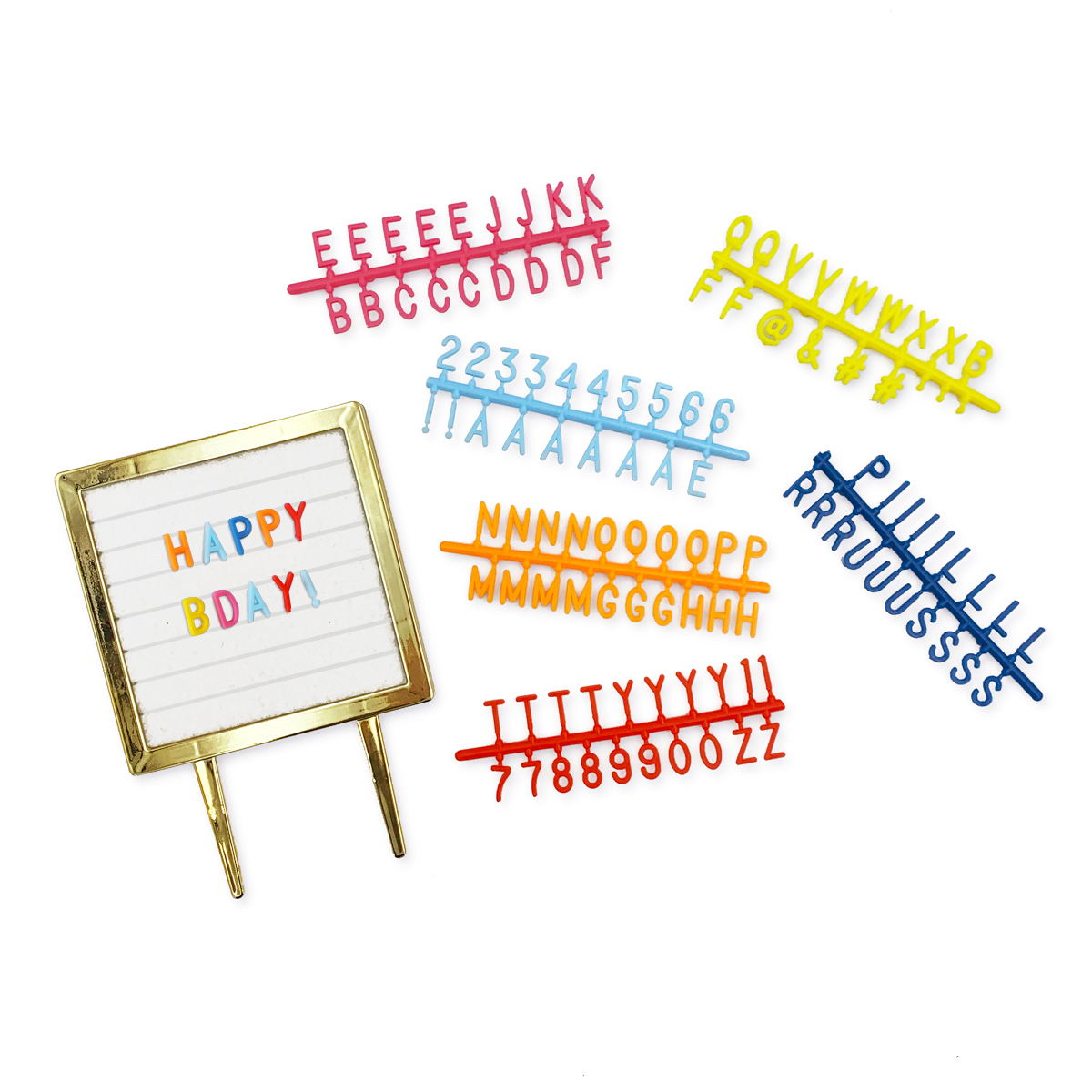 Packed Party 'Spell It Out' Customizable Letter Board Cake Topper, Birthday Cake Decoration Size: 11 inch x 5.9 inch, Multicolor