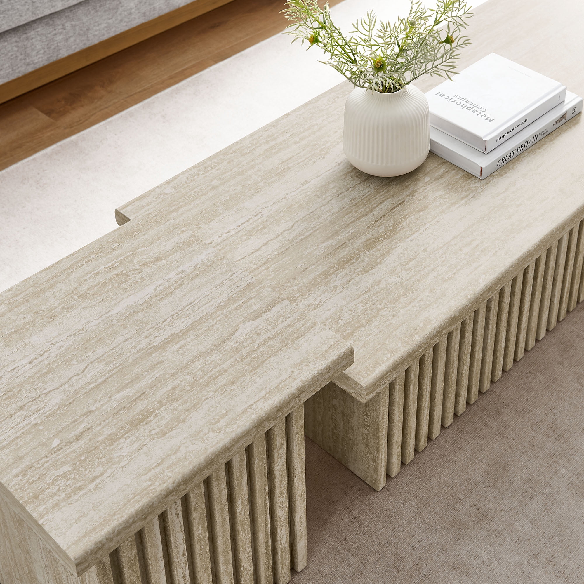 Render Coffee Tables Set of 2 in Travertine