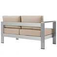 thumbnail image 4 of Afuera Living Corner Sectional Outdoor Patio Aluminum Loveseat in Silver Beige, 4 of 4