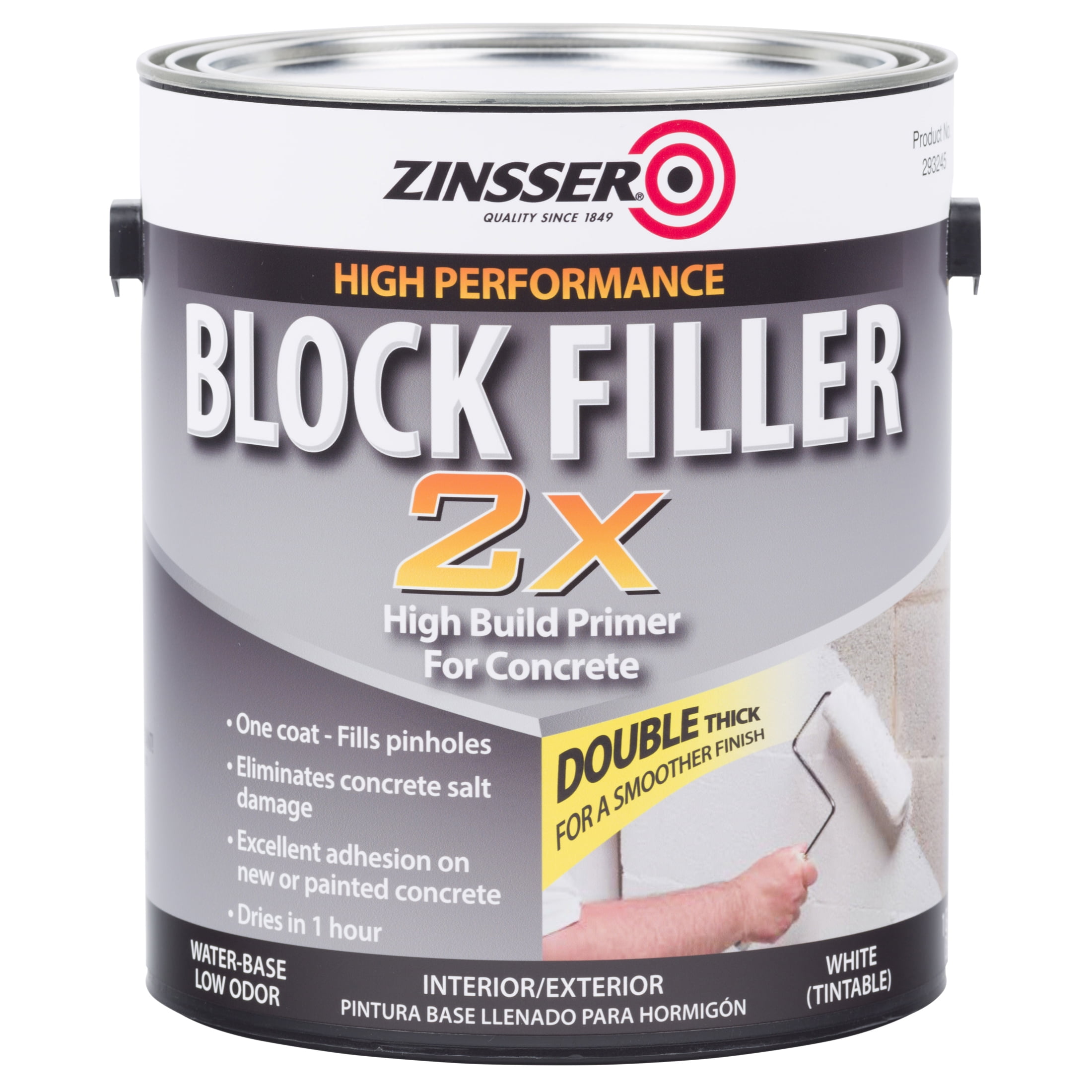 2 Pack, White, Zinsser Block Filling 2X Flat Primer- 293245, Gallon
