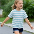 thumbnail image 7 of AHTJRT Boys Striped Color Tshirt Crewneck Short Sleeve Cotton Tees Fashion Summer Loungewear Outdoor Activities Tee Shirt Light Blue 9-10 Years, 7 of 7